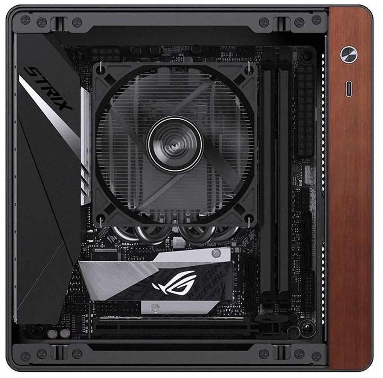 Alt view image 2 of 6 - JONSBO N10 BLACK MINI ITX PC Case, Aluminum Alloy with Walnut Trim Desktop Case, Standing or Lying , Compatible with 1U Flex PSU,Compact & Portable 4.5L SFF Case, With 2Fans,4x2.5"SSD, Black