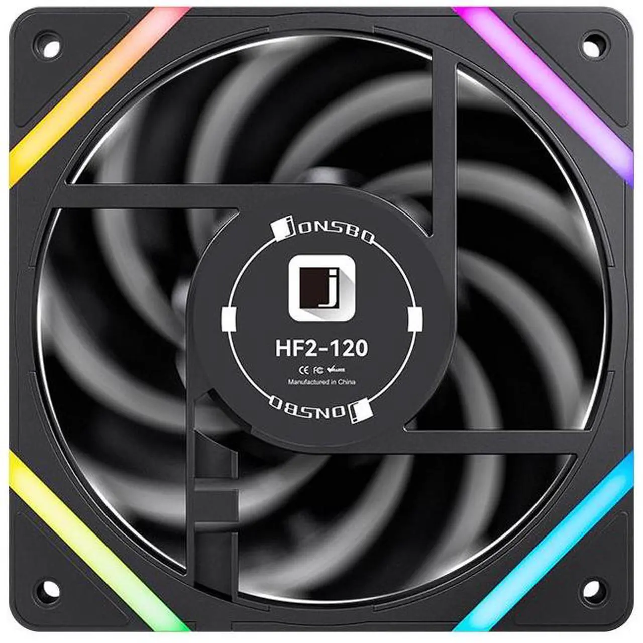 Alt view image 4 of 5 - JONSBO HF2-120B 120 mm High Performance PC Fan, 12cm Regular Case Fan FDB Bearing, ARGB lighting,9 Fan Blades, 5-year Warranty, Black