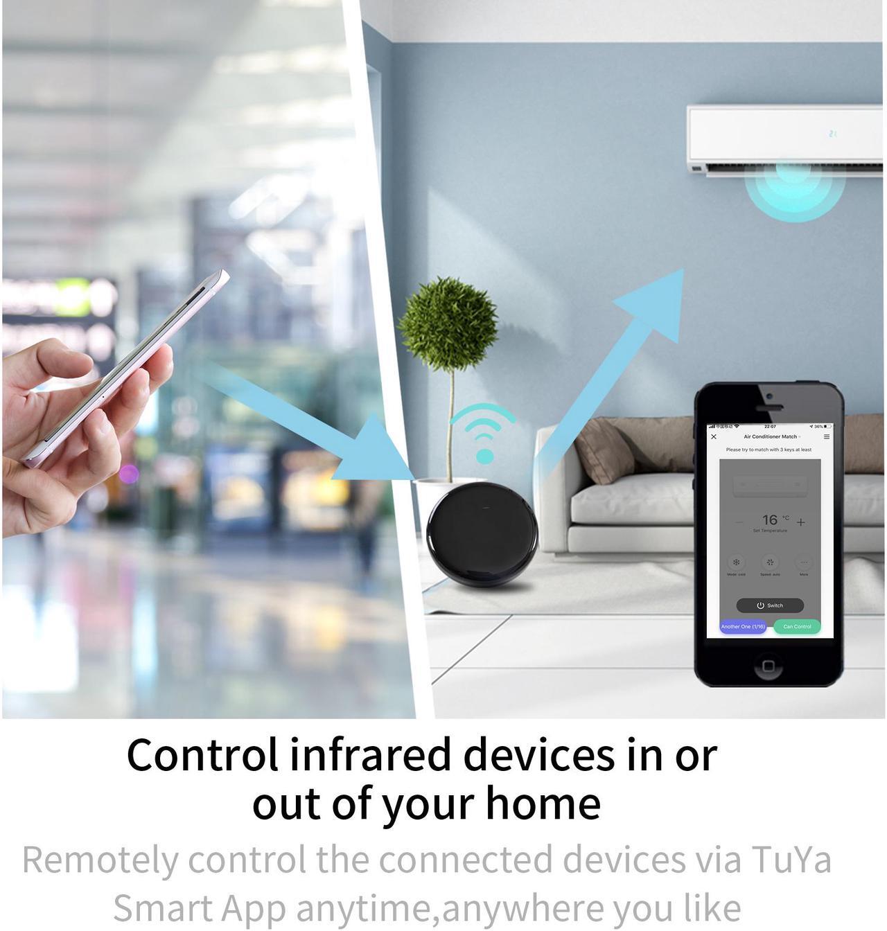 Alt view image 4 of 7 - Smart IR Universal Remote Control for Smart Home Automation, Support Control 1000+ devices,  Infrared Adapter,  Remote Control via Smart Life/Tuya APP  No Hub Required