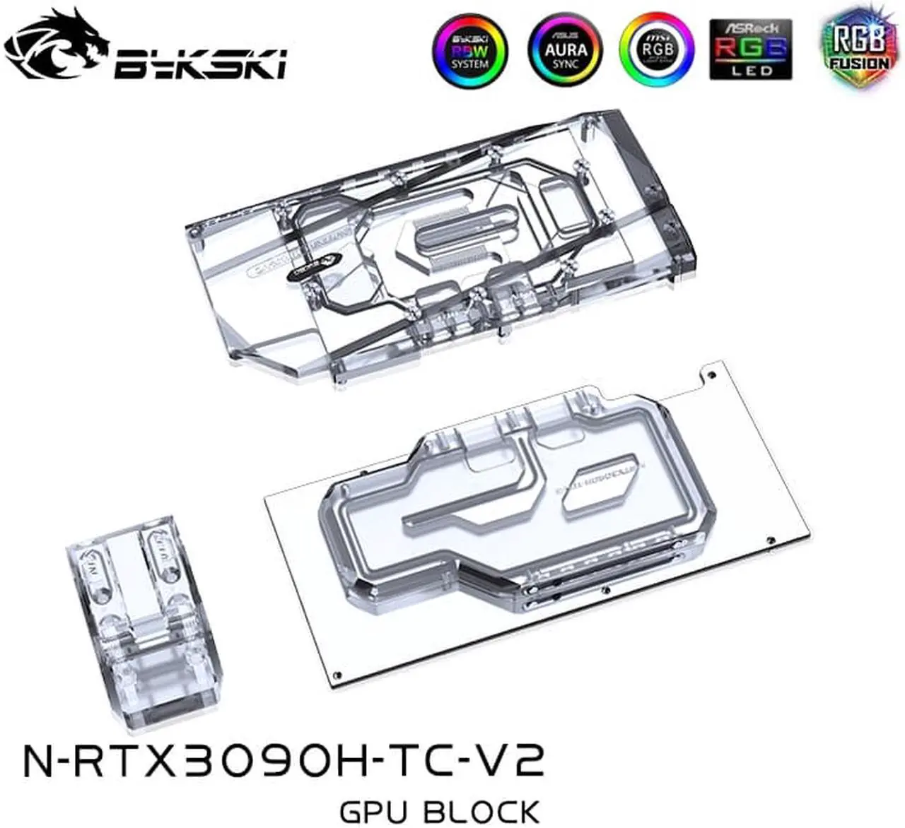 Alt view image 4 of 7 - Bykski Full Coverage GPU Water Block w/ Integrated Active Backplate for AIC Reference RTX 3090 (N-RTX3090H-TC-V2)