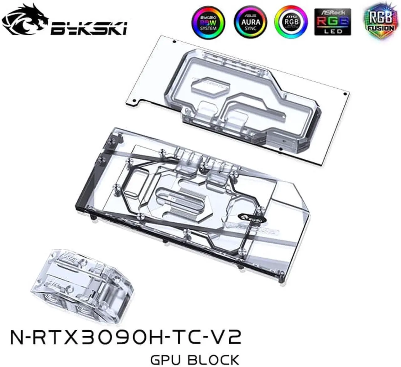Alt view image 5 of 7 - Bykski Full Coverage GPU Water Block w/ Integrated Active Backplate for AIC Reference RTX 3090 (N-RTX3090H-TC-V2)