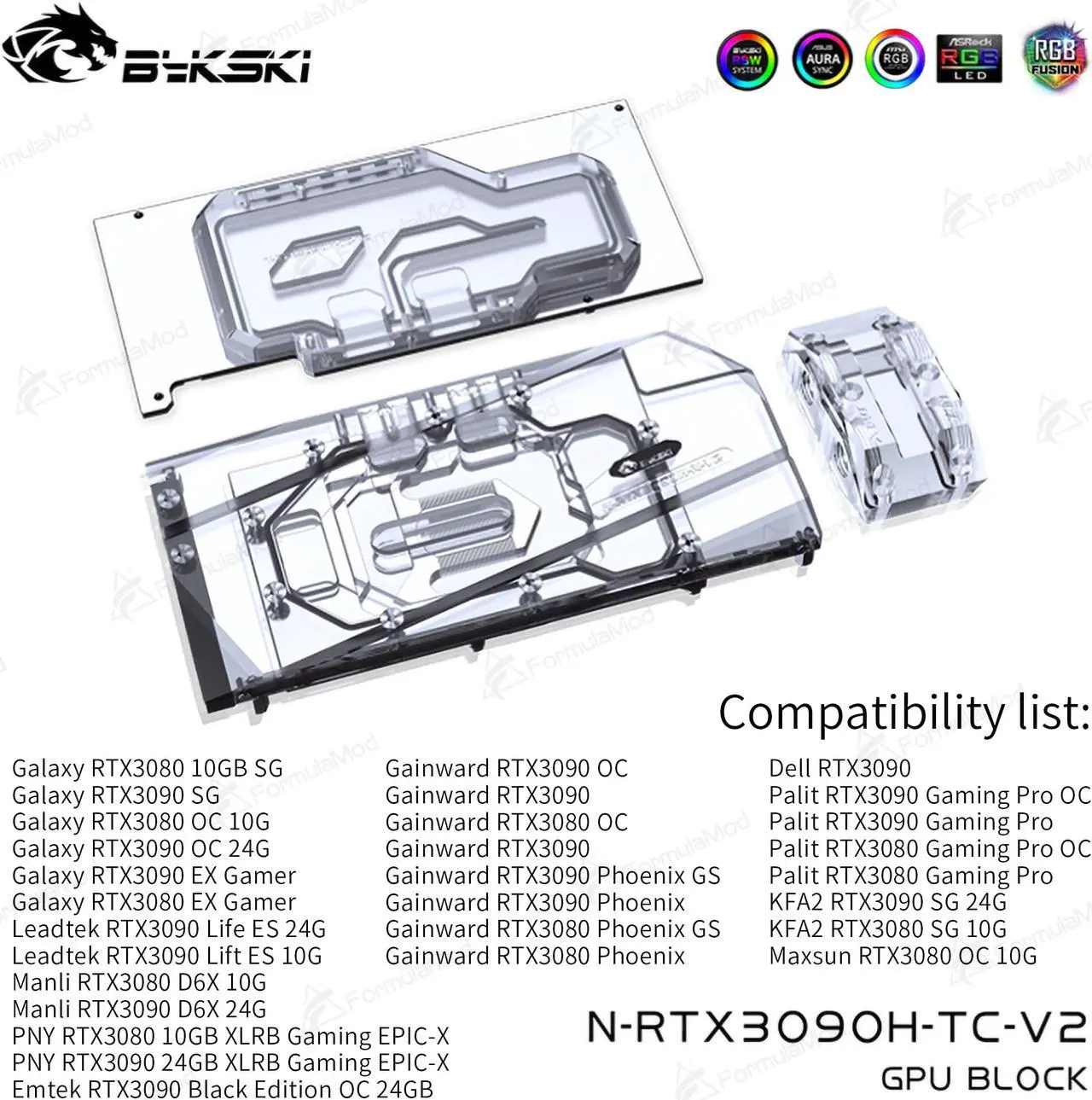 Alt view image 2 of 7 - Bykski Full Coverage GPU Water Block w/ Integrated Active Backplate for AIC Reference RTX 3090 (N-RTX3090H-TC-V2)