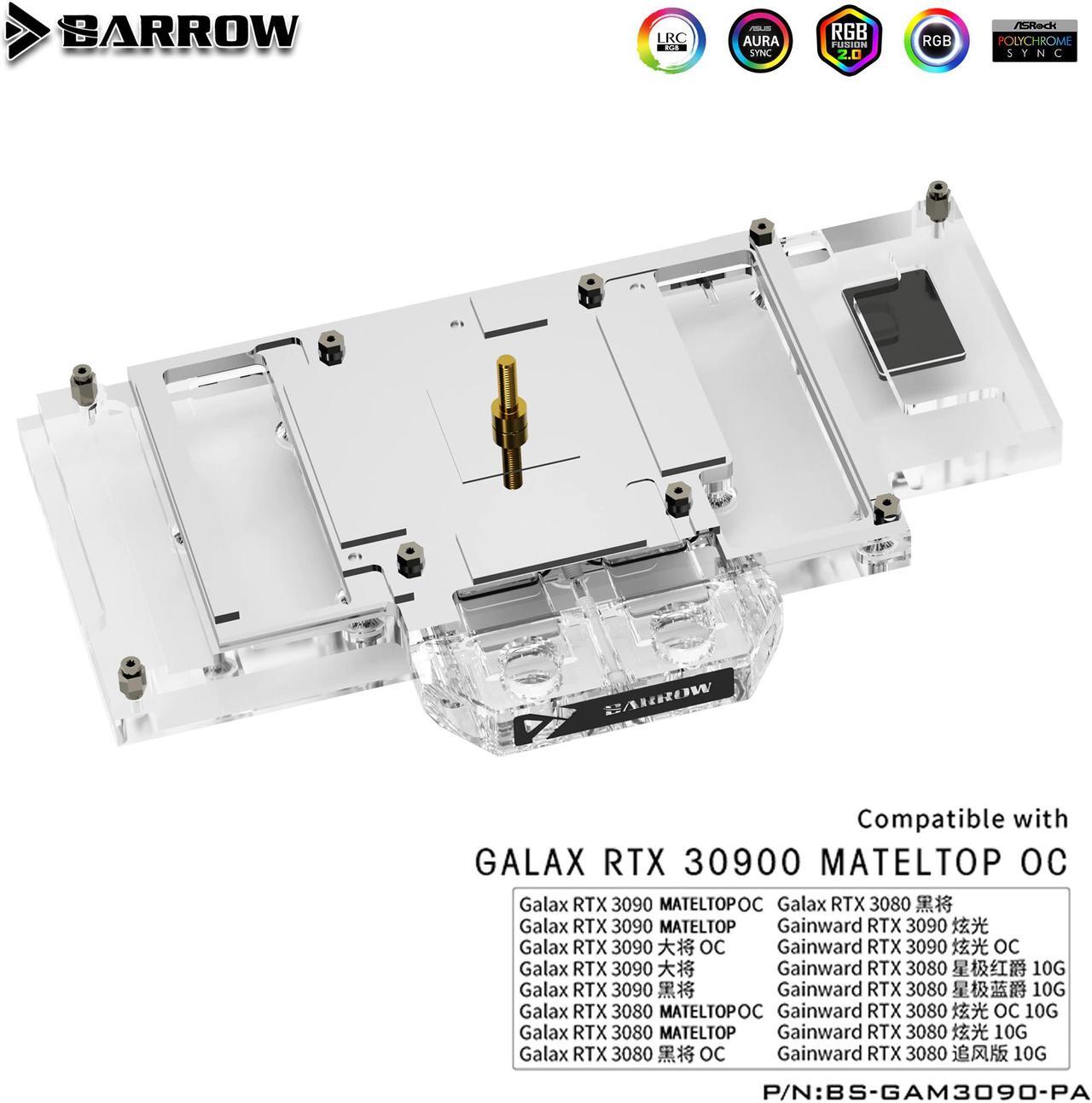 Alt view image 3 of 6 - Barrow 3090 3080 GPU Water Block for GALAX/GAINWARD RTX 3090/3080, Full Cover 5v ARGB GPU Cooler, BS-GAM3090-PA