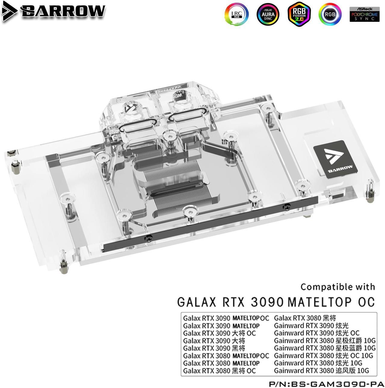 Main image of Barrow 3090 3080 GPU Water Block for GALAX/GAINWARD RTX 3090/3080, Full Cover 5v ARGB GPU Cooler, BS-GAM3090-PA