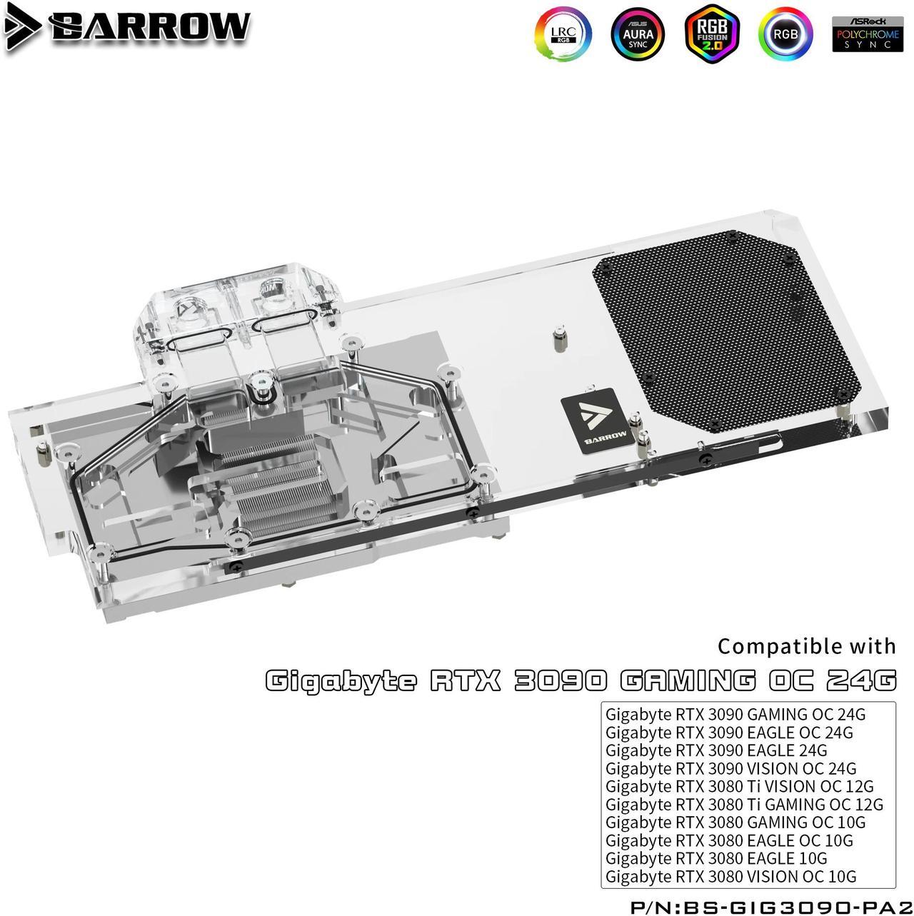 Alt view image 4 of 7 - Barrow GPU Water Block Cooling Backplane for GIGABYTE 3090 3080Ti 3080 GAMING EAGLE VISION , Waterway Backplate BS-GIG3090-PA2 B