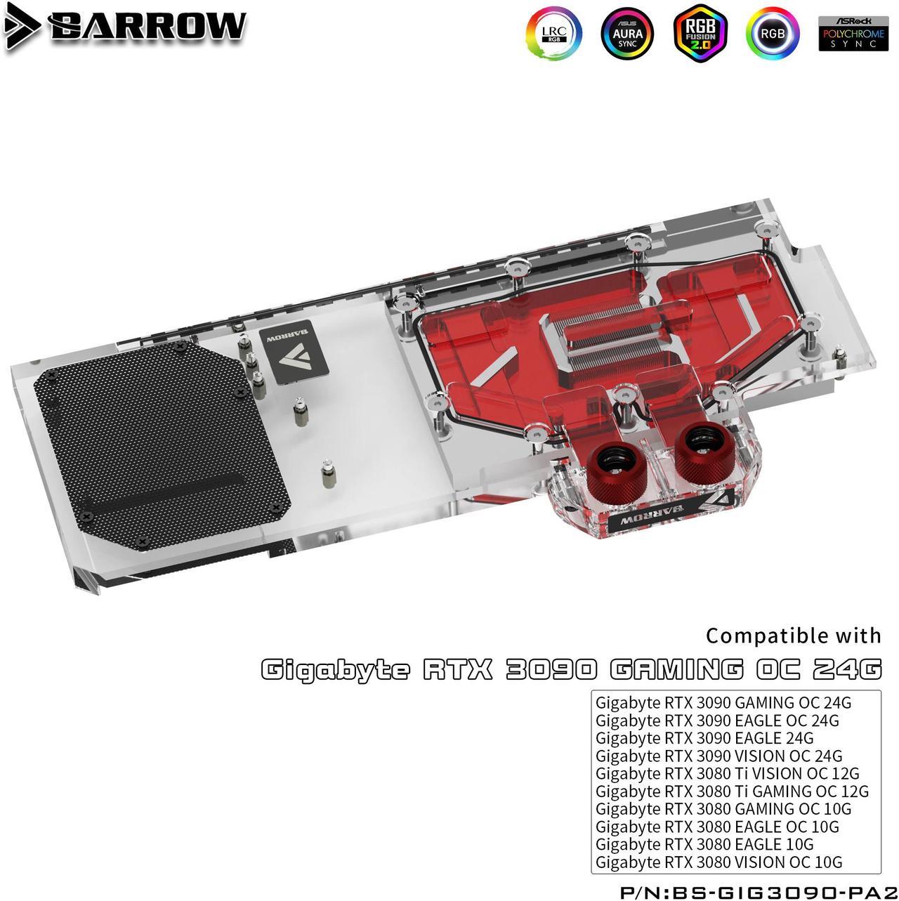 Alt view image 5 of 7 - Barrow GPU Water Block Cooling Backplane for GIGABYTE 3090 3080Ti 3080 GAMING EAGLE VISION , Waterway Backplate BS-GIG3090-PA2 B