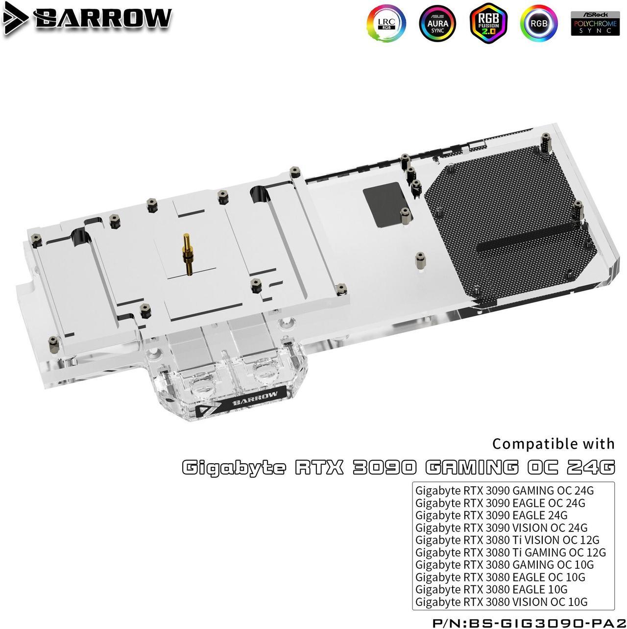 Alt view image 6 of 7 - Barrow GPU Water Block Cooling Backplane for GIGABYTE 3090 3080Ti 3080 GAMING EAGLE VISION , Waterway Backplate BS-GIG3090-PA2 B