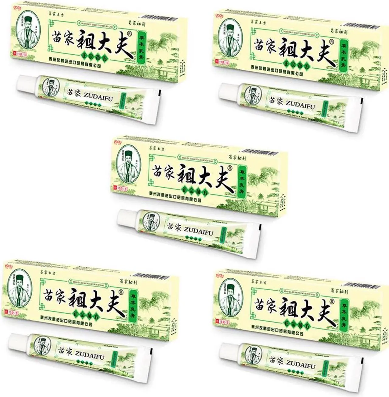 Main image of 5 Piece ZUDAIFU Skin Psoriasis Cream Antibacterial Cream Redness Itchiness Eczema Rosacea Cutitis Chinese Herbal Cream