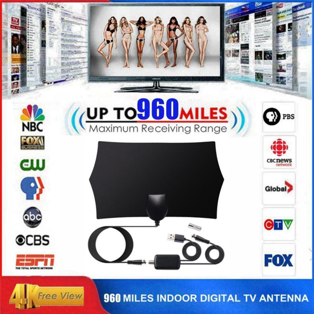 Alt view image 3 of 7 - 960 Mile Range Antenna TV Digital HD Skywire 4K Antenna Digital Indoor HDTV 1080P