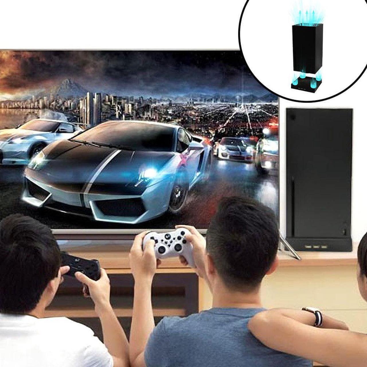 Alt view image 2 of 7 - Cooling Fan for Xbox Series X with 3 USB Port Xbox Series X External Cooler Turbo Temperature Control Fan Console Standing Mount Cooling System