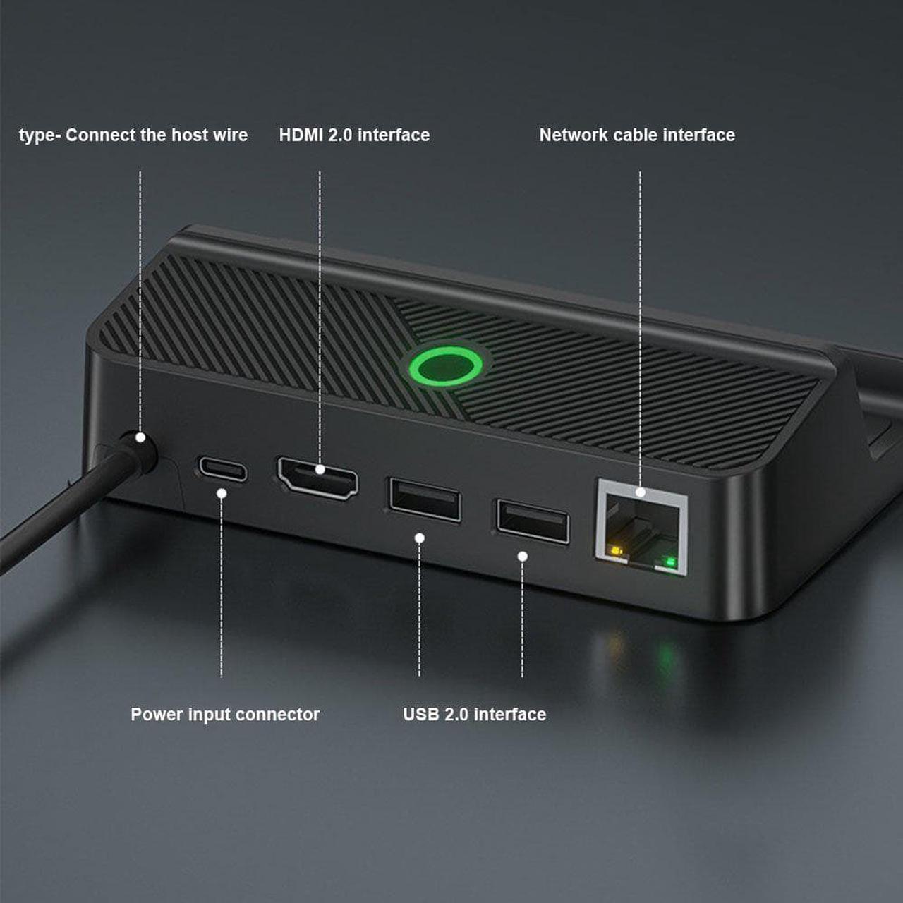 Alt view image 4 of 7 - 5-in-1 Docking Station for Valve Steam Deck, Charging Base with 4K@60Hz HDMI-compatible for TV, with 1000Mbps RJ45 Port