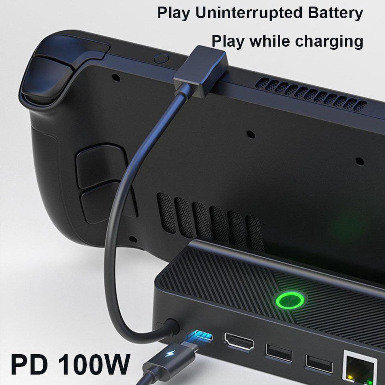 Alt view image 6 of 7 - 5-in-1 Docking Station for Valve Steam Deck, Charging Base with 4K@60Hz HDMI-compatible for TV, with 1000Mbps RJ45 Port