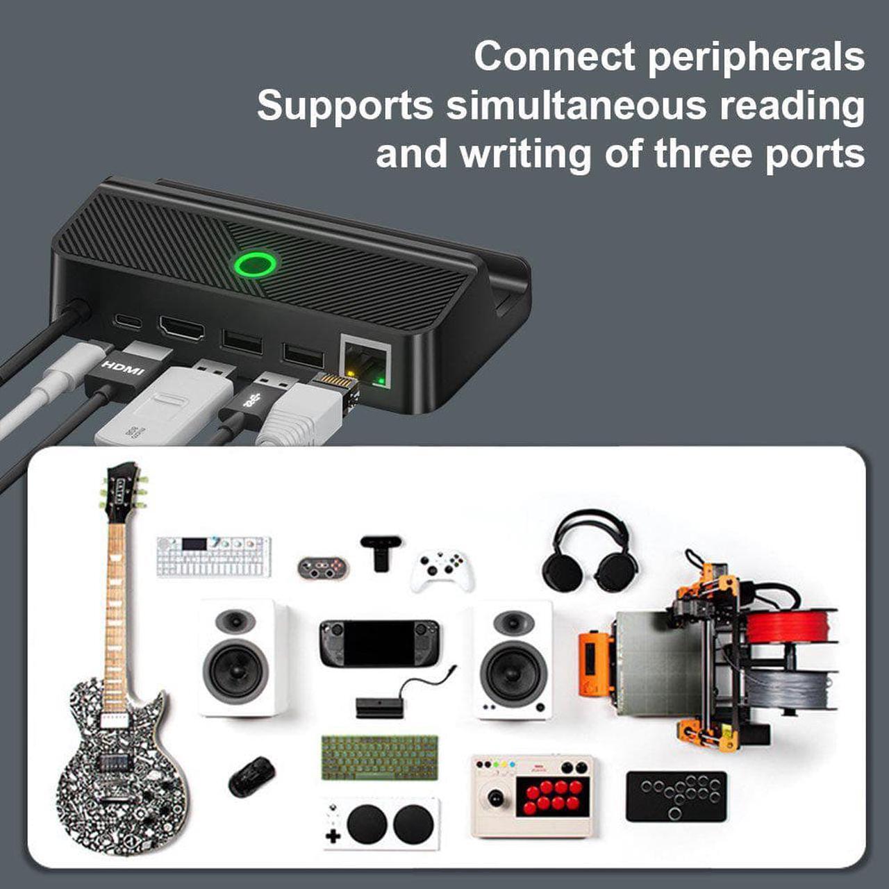 Alt view image 3 of 7 - 5-in-1 Docking Station for Valve Steam Deck, Charging Base with 4K@60Hz HDMI-compatible for TV, with 1000Mbps RJ45 Port