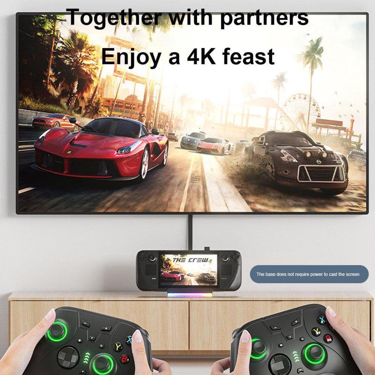 Alt view image 2 of 7 - 5-in-1 Docking Station for Valve Steam Deck, Charging Base with 4K@60Hz HDMI-compatible for TV, with 1000Mbps RJ45 Port
