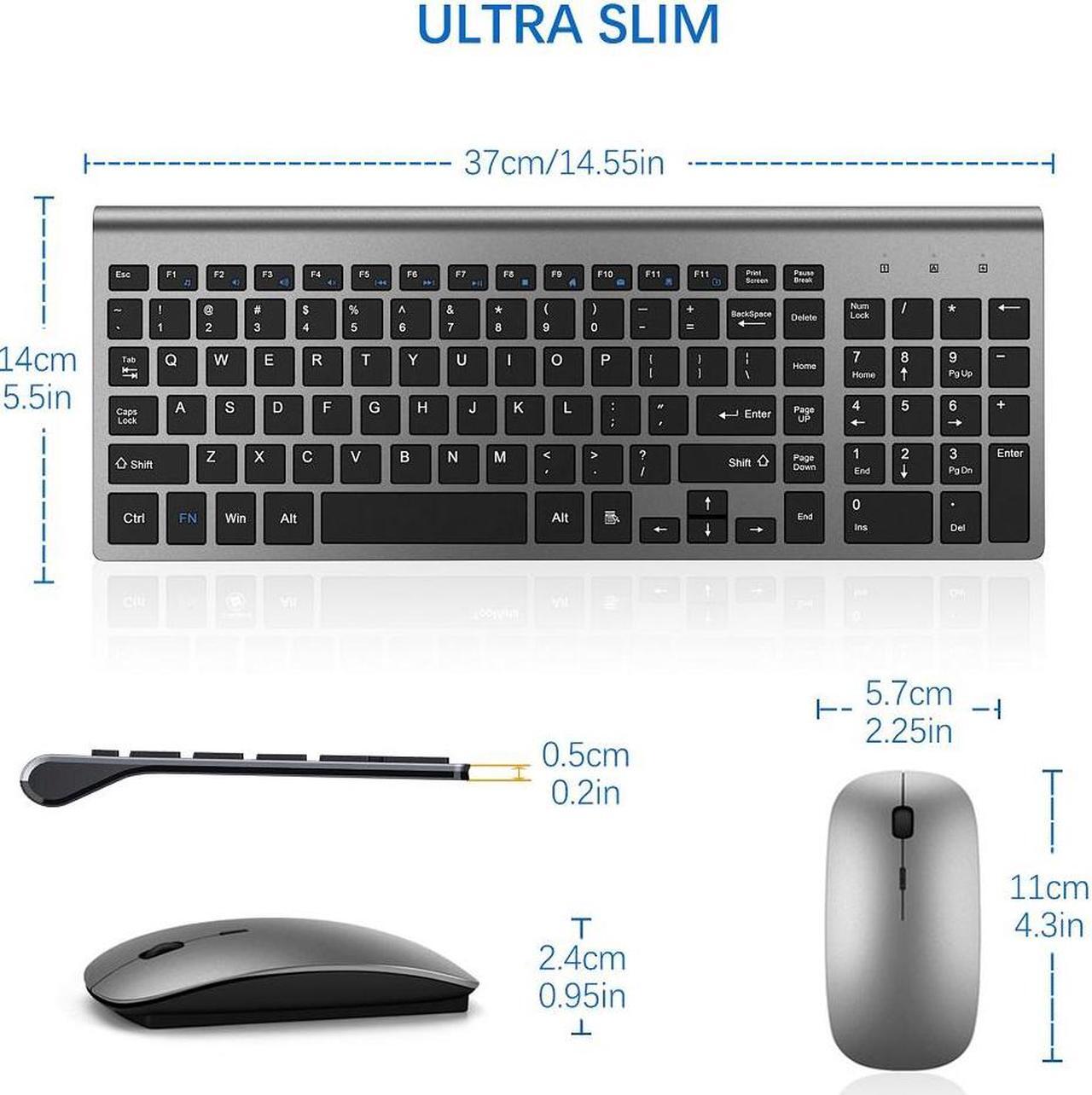 Alt view image 6 of 6 - Wireless Keyboard and Mouse Ultra Slim Combo, TopMate 2.4G Silent Compact USB Mouse and Scissor Switch Keyboard Set with Cover, 2 AA and 2 AAA Batteries, for PC/Laptop/Windows/Mac - Gray Black