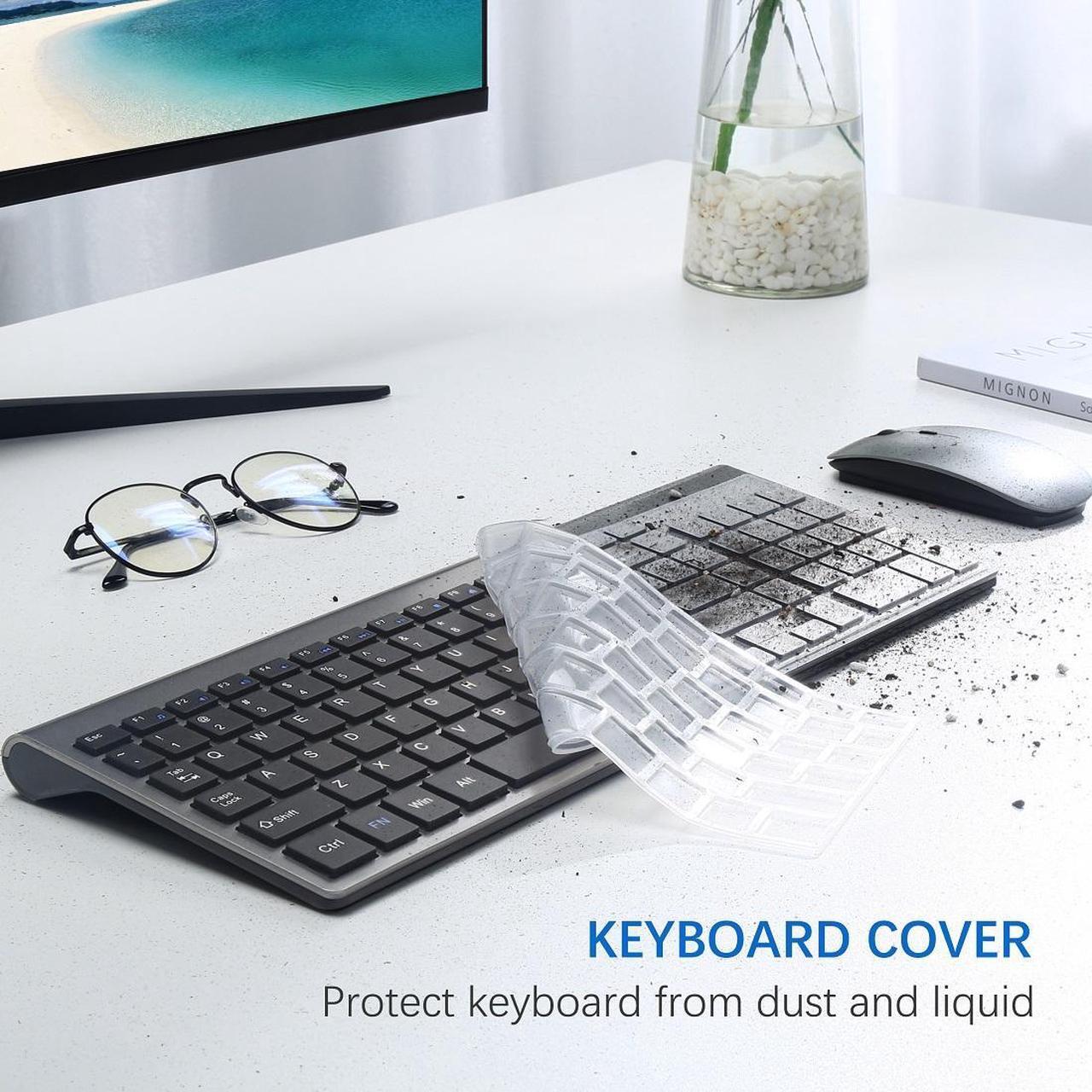 Alt view image 5 of 6 - Wireless Keyboard and Mouse Ultra Slim Combo, TopMate 2.4G Silent Compact USB Mouse and Scissor Switch Keyboard Set with Cover, 2 AA and 2 AAA Batteries, for PC/Laptop/Windows/Mac - Gray Black
