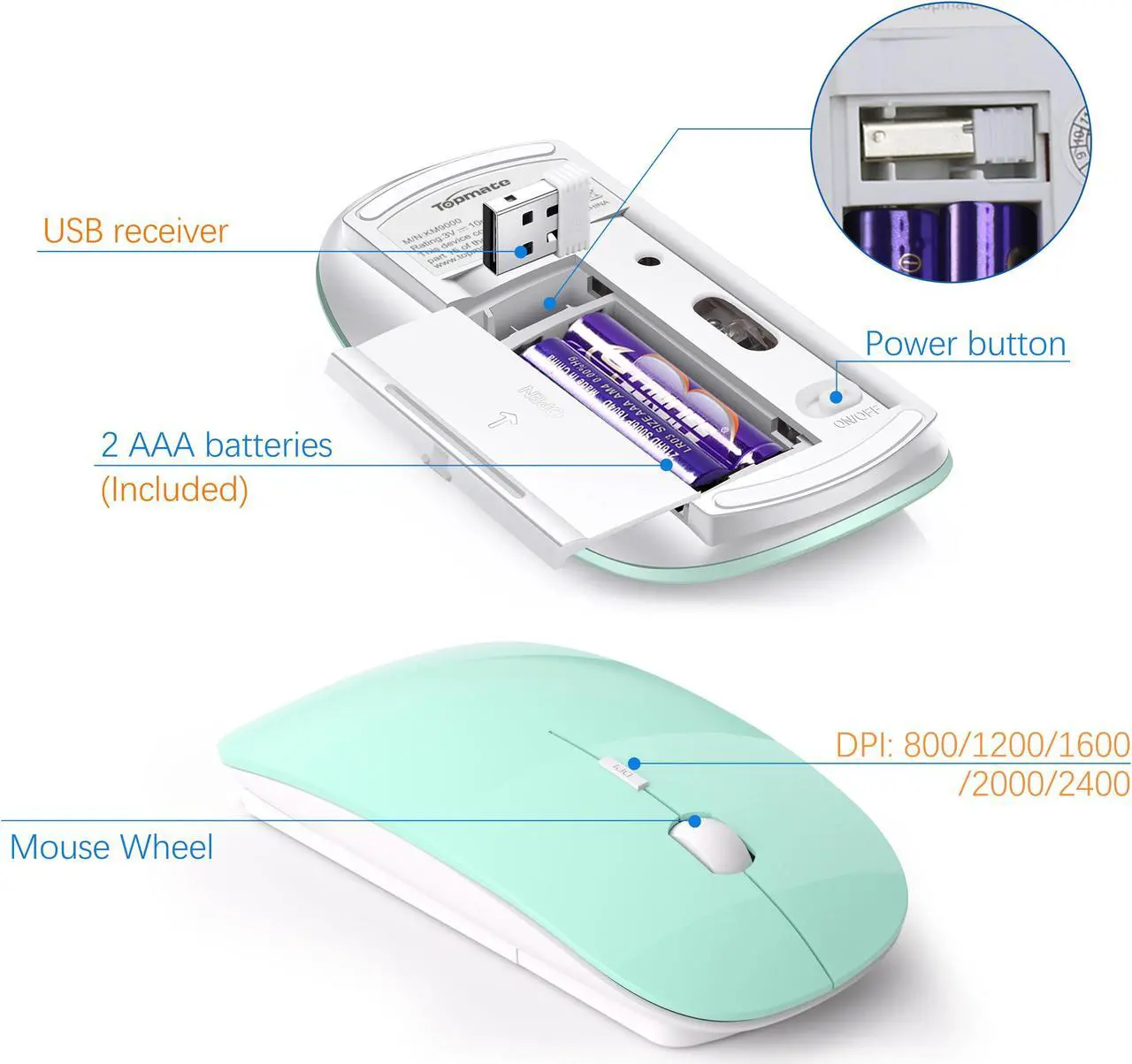 TopMate Wireless Keyboard and Mouse Combo - Thumbnail 3
