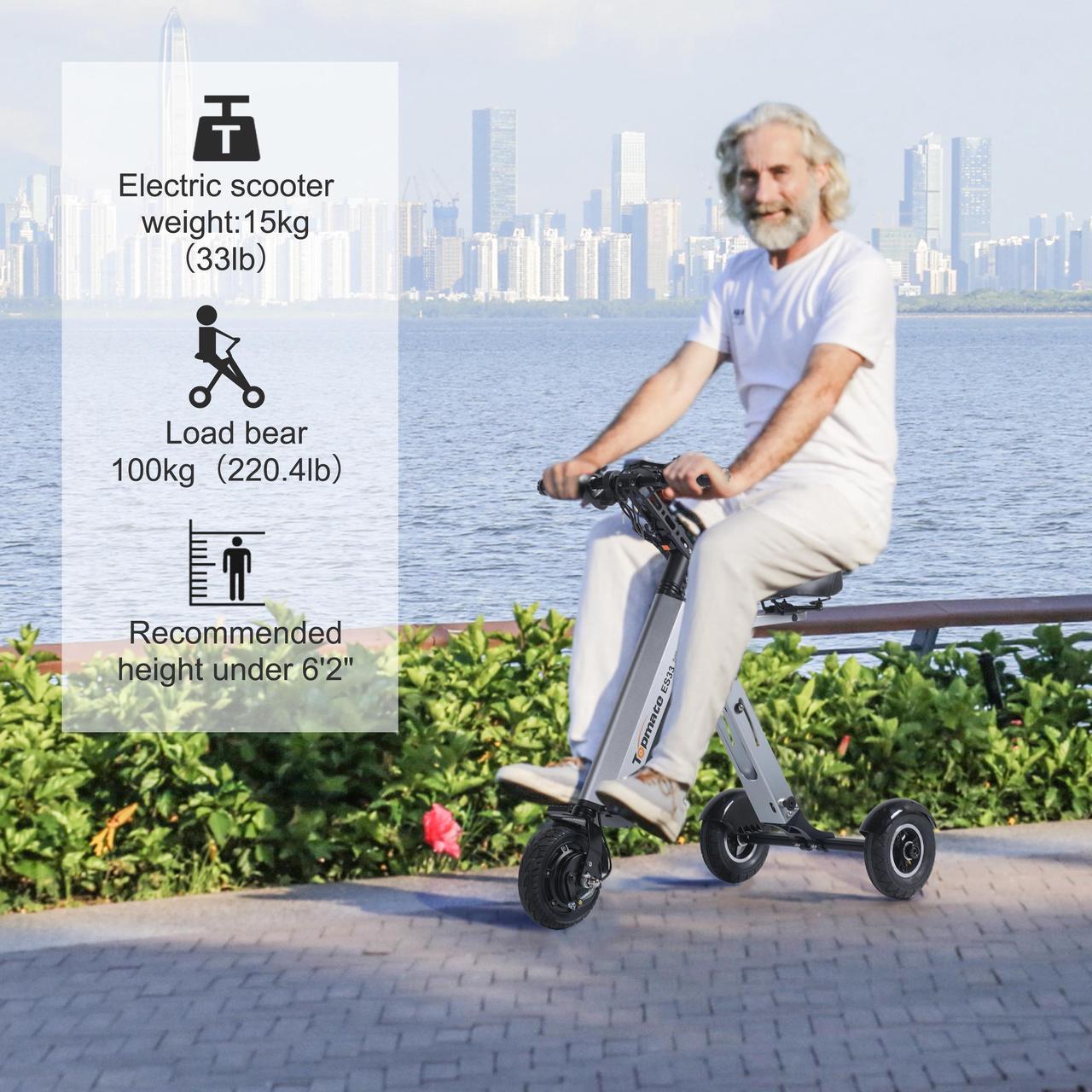 Alt view image 3 of 6 - TopMate ES33 Electric Scooter 3 Wheels Travel & Airline Friendly with 7.8Ah Removable Lithium Battery for Adult, Foldable Mobility Scooter with Reverse Function and Key Switch, Lightweight E-Tricycle
