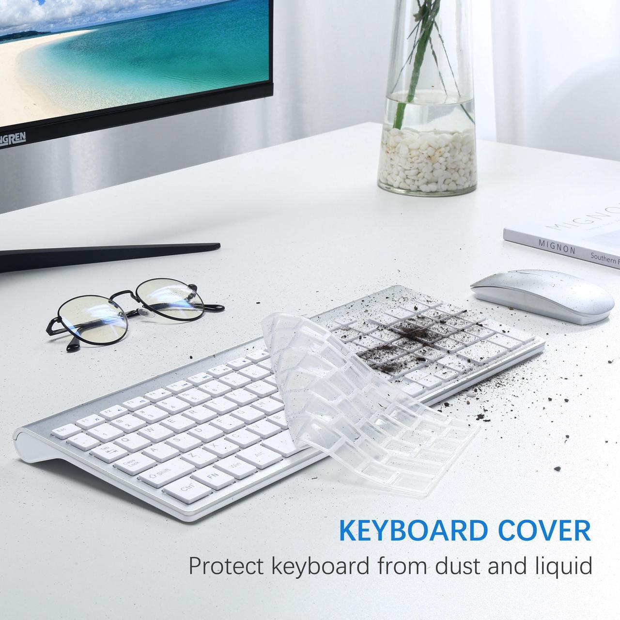 Alt view image 6 of 6 - TopMate Wireless Keyboard and Mouse Ultra Slim Combo, 2.4G Silent Compact USB 2400DPI Mouse and Scissor Switch Keyboard Set with Cover, 2 AA and 2 AAA Batteries, for PC/Laptop/Windows/Mac-Silver White