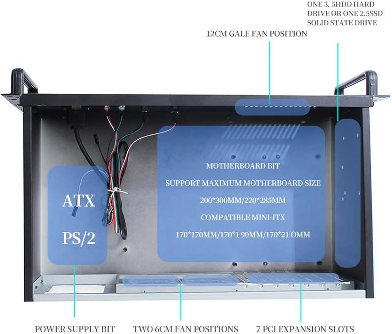 Alt view image 5 of 7 - Industrial Chassis, 4u Ultra-short Ipc Chassis 300 Deep Atx Motherboard Power Supply 7 Pcie Slots Ipc Server Chassis, Support Cryptocurrency Mining, Computer Chassis - Custom Installation Bare Case