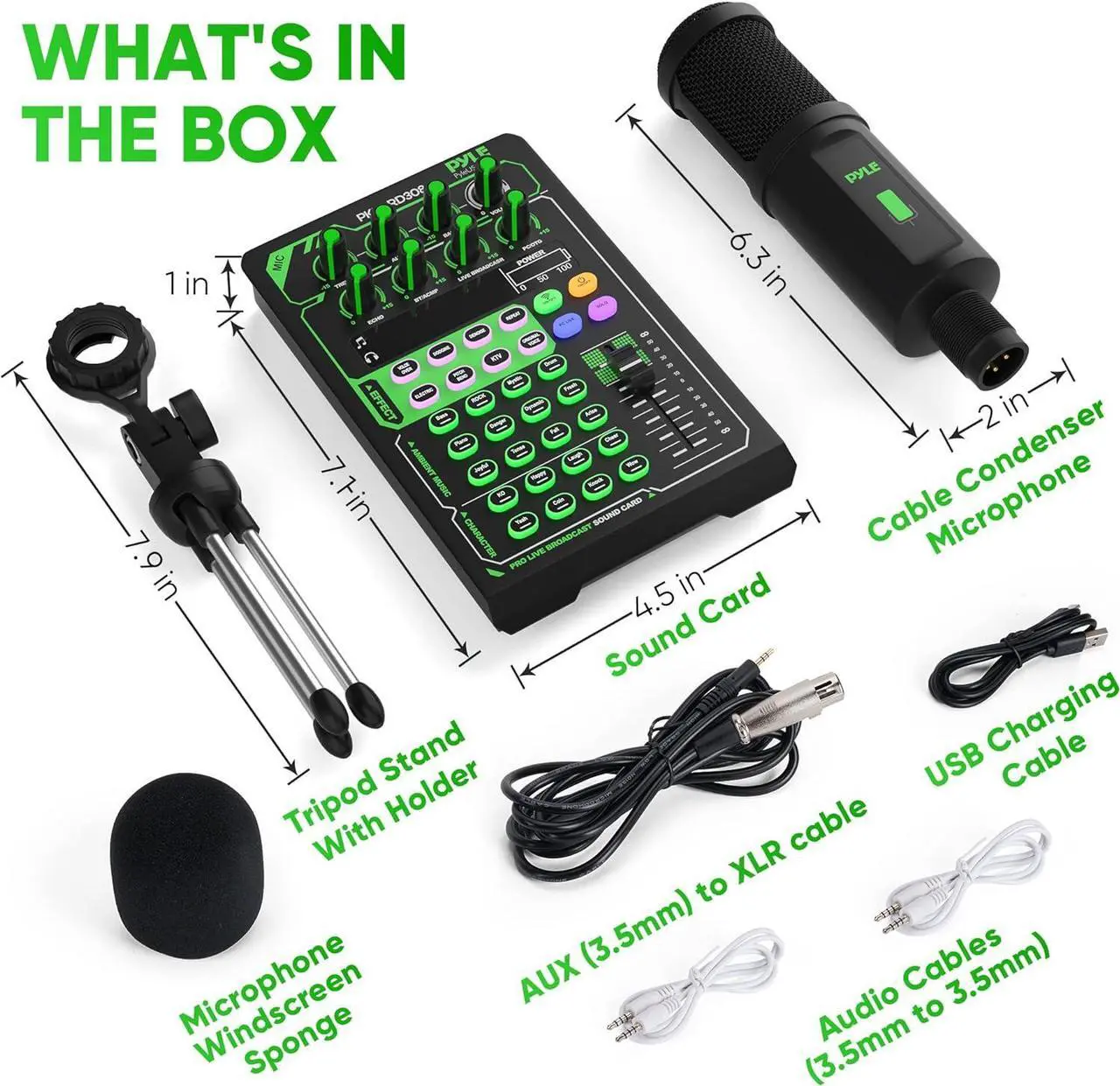Alt view image 6 of 6 - Pyle Portable Bluetooth Live Broadcast Sound Card Pro Audio Interface DJ mixer Condenser w/Microphone Set, for Streaming podcasts Studio, Recording PC, Gaming, Phone, w/FX, Ambient Sounds - PKSCRD308