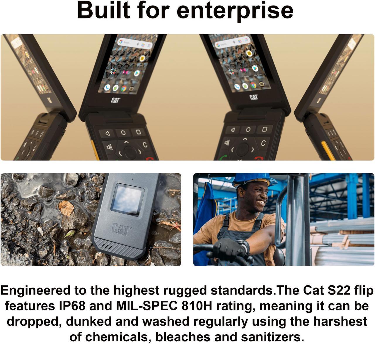 Alt view image 6 of 15 - Cat® S22 | Rugged Flip phone | 16GB 2GB RAM | IP68 | 4G LTE | T-Mobile Unlocked