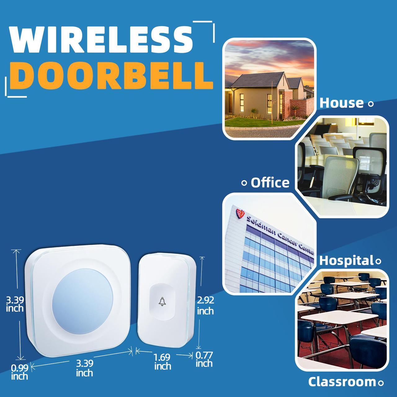 Alt view image 7 of 8 - Wireless Doorbell Waterproof Doorbells for Home Operating at 1000 Feet with 36 Melodies 4 Volume levels, Flash Led Light (1 Receiver&1 Touch Button White)