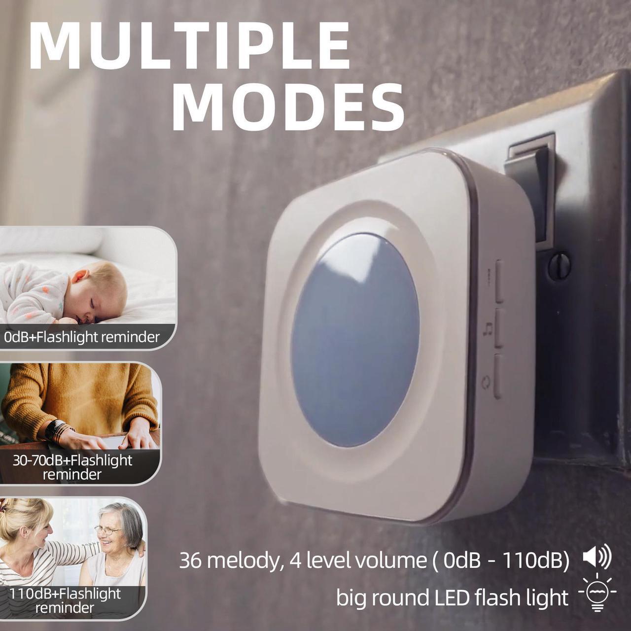 Alt view image 3 of 8 - Wireless Doorbell Waterproof Doorbells for Home Operating at 1000 Feet with 36 Melodies 4 Volume levels, Flash Led Light (1 Receiver&1 Touch Button White)