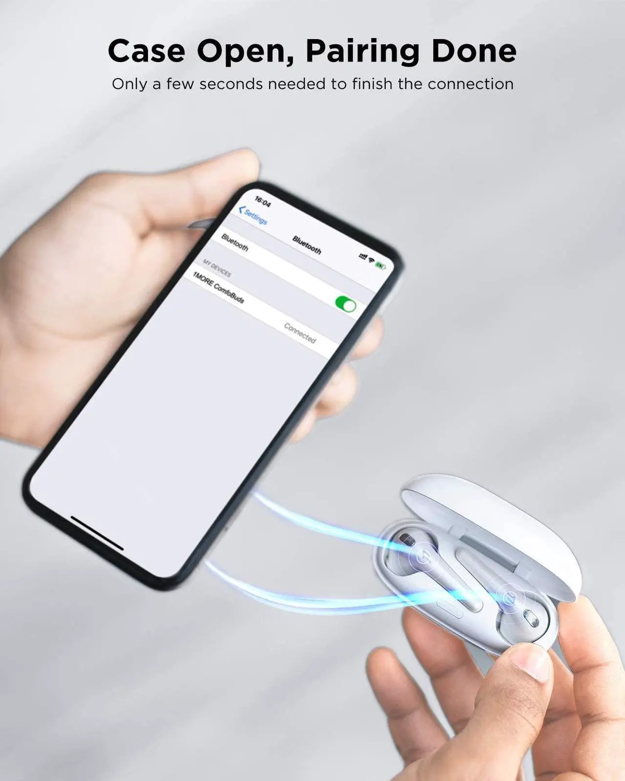 Alt view image 5 of 7 - 1MORE True Wireless Earbuds, Bluetooth Noise Cancelling Headphones, Fast Connection, In-Ear Detection,4 Microphones for Clear Phone Calls, IPX5 Waterproof, Touch Control, Comfobuds-White