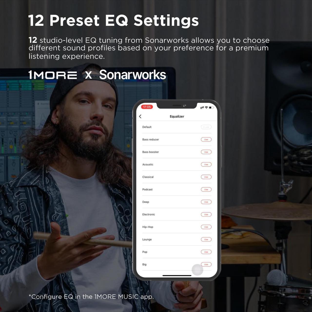 Alt view image 3 of 8 - 1MORE ComfoBuds2 True Wireless Earbuds, Bluetooth 5.2 Headphones, Deep Bass, 12 EQ Presets, AAC, 4 ENC Mics, 15min Quick Charge, Gaming Mode, USB-C, in Ear Earphones, Black