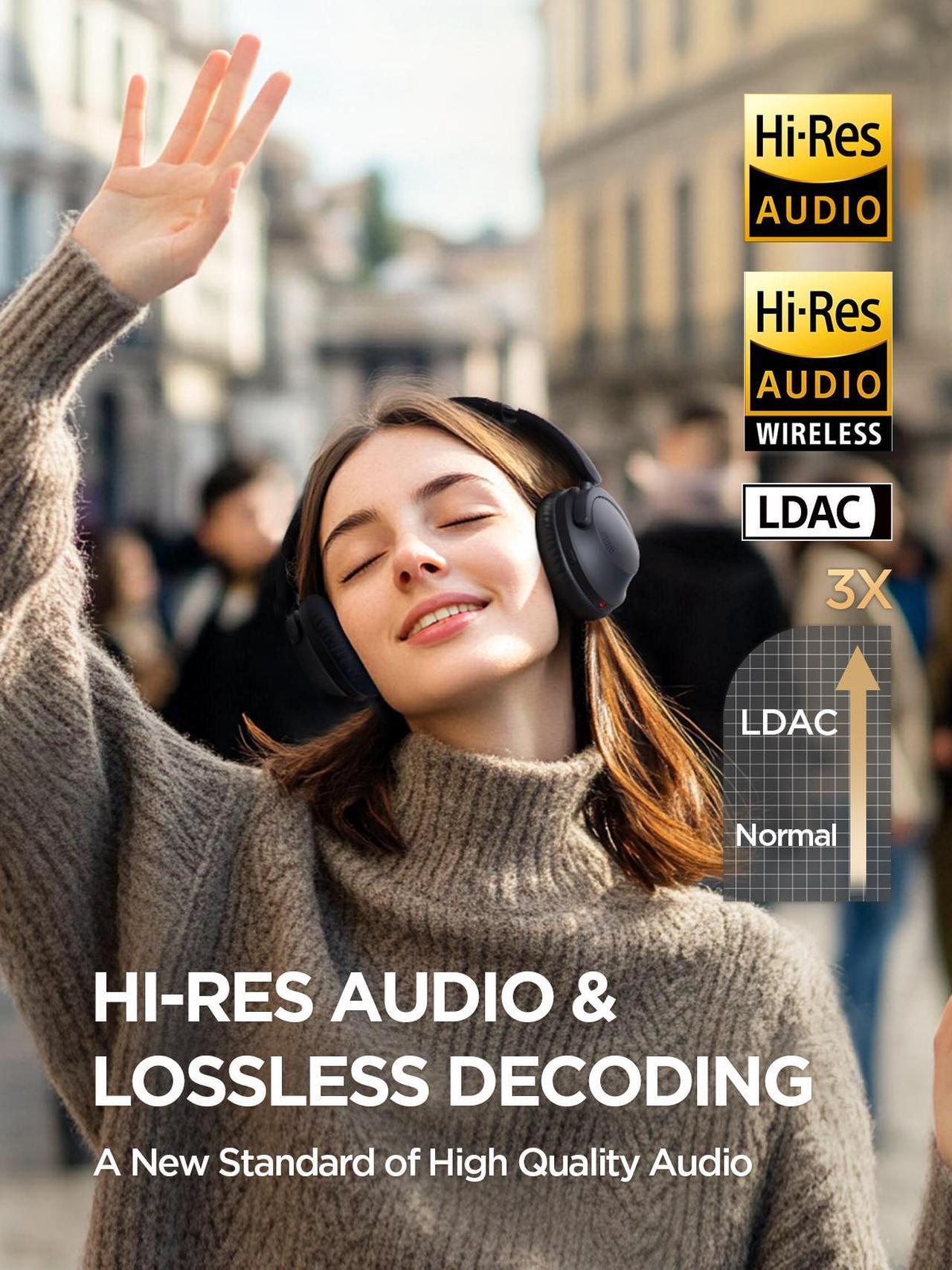 Alt view image 2 of 7 - 1MORE SonoFlow-Pro Noise Cancelling Headphones - HQ51 Over Ear Bluetooth Headphones with LDAC for Hi-Res Wireless Audio,100H Playtime,Bluetooth 5.4, QuietMax ANC,  Comfortable Fit, Clear Calls
