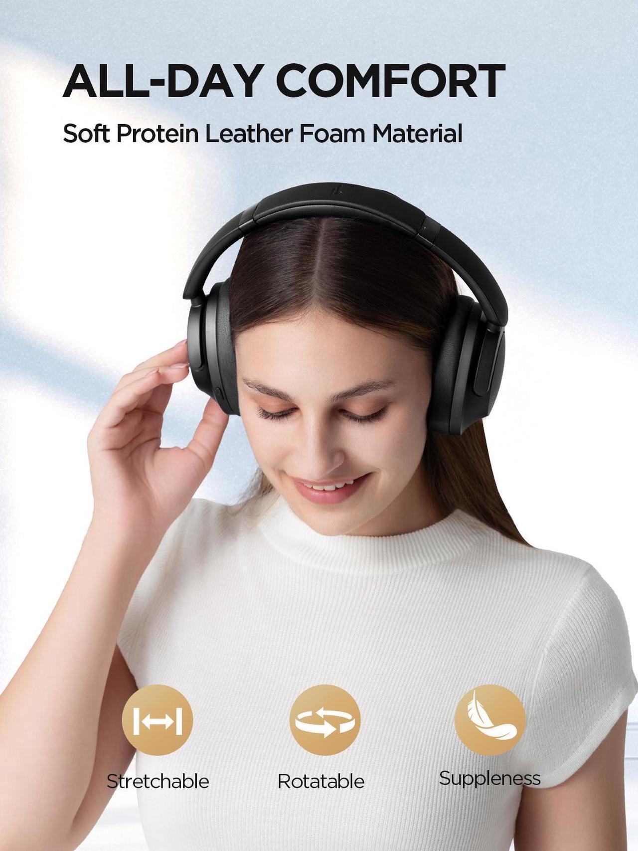 Alt view image 7 of 7 - 1MORE SonoFlow-Pro Noise Cancelling Headphones - HQ51 Over Ear Bluetooth Headphones with LDAC for Hi-Res Wireless Audio,100H Playtime,Bluetooth 5.4, QuietMax ANC,  Comfortable Fit, Clear Calls