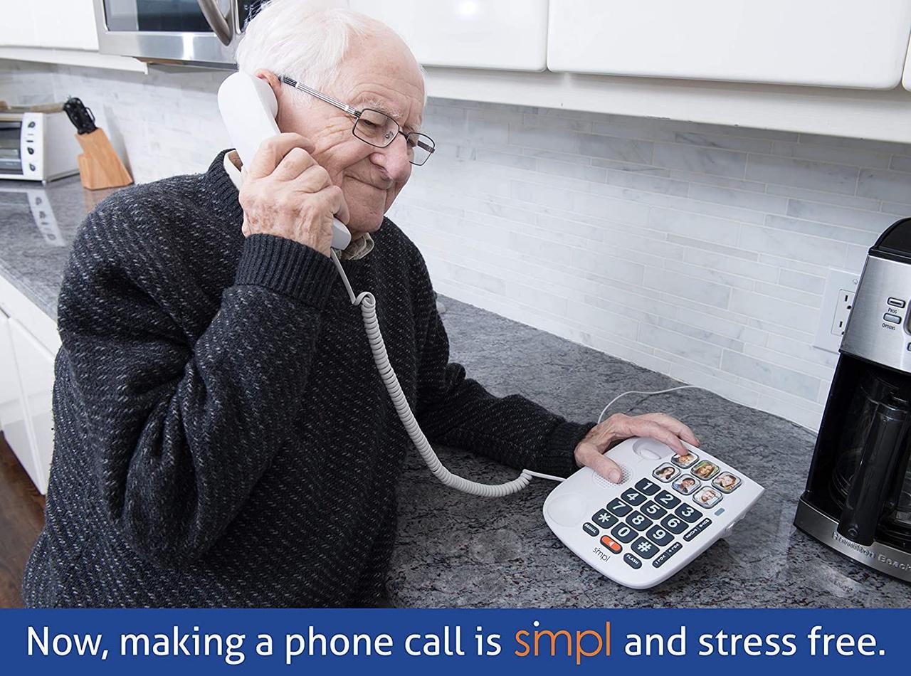 Alt view image 3 of 4 - SMPL Hands-Free Dial Photo Memory Corded Phone | One-Touch Dialing | 6 Photo Buttons | Loud Ringer | Flasher | Large Buttons | Durable ABS Plastic | Easy to Program