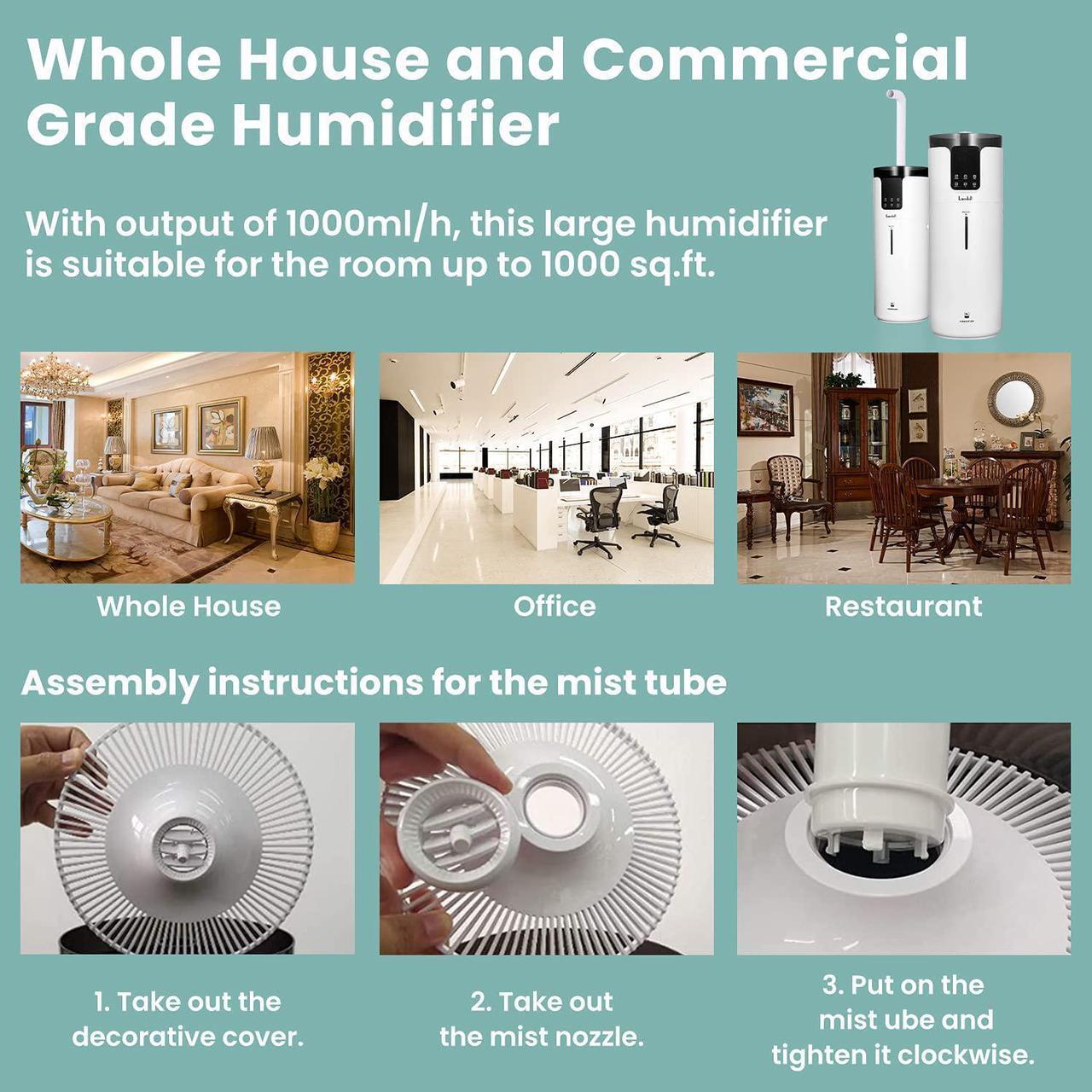 Alt view image 6 of 6 - Humidifiers for Large Room Bedroom Top Fill Cool Mist Ultrasonic Humidifier