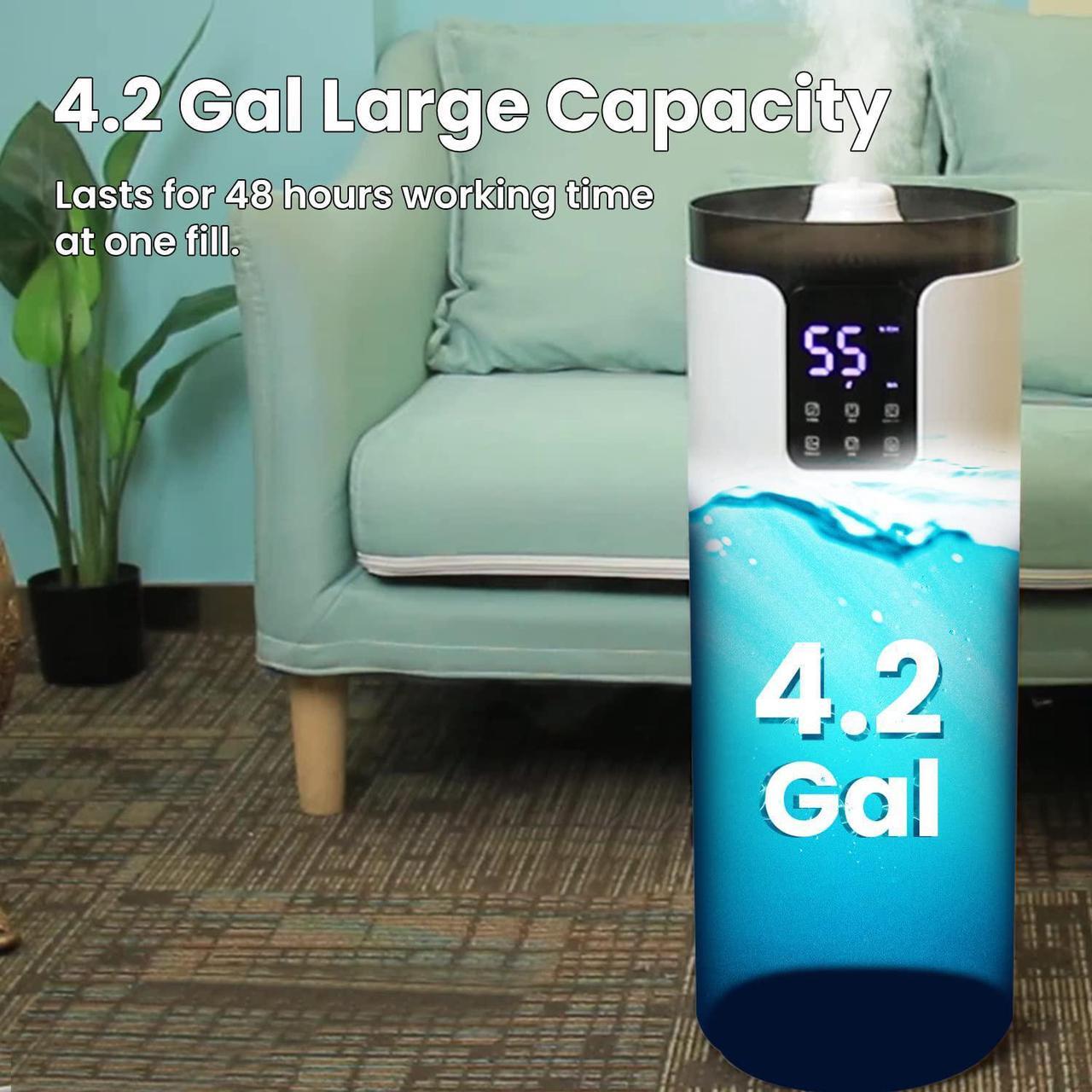 Alt view image 4 of 6 - Humidifiers for Large Room Bedroom Top Fill Cool Mist Ultrasonic Humidifier