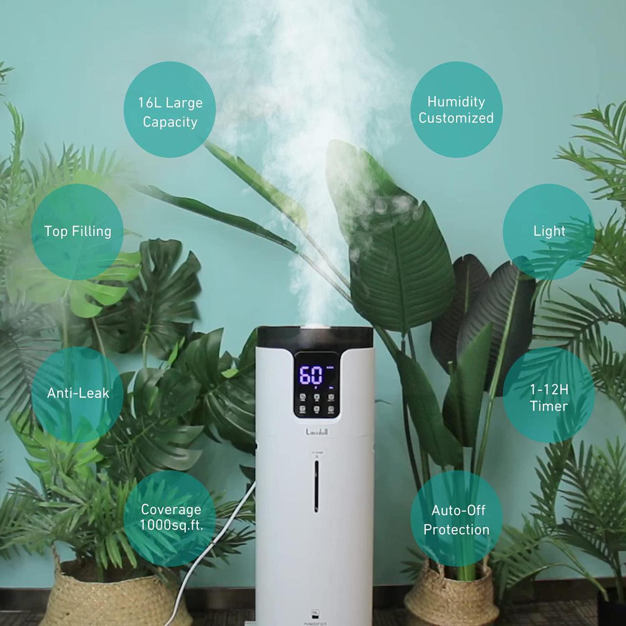 Alt view image 2 of 6 - Humidifiers for Large Room Bedroom Top Fill Cool Mist Ultrasonic Humidifier