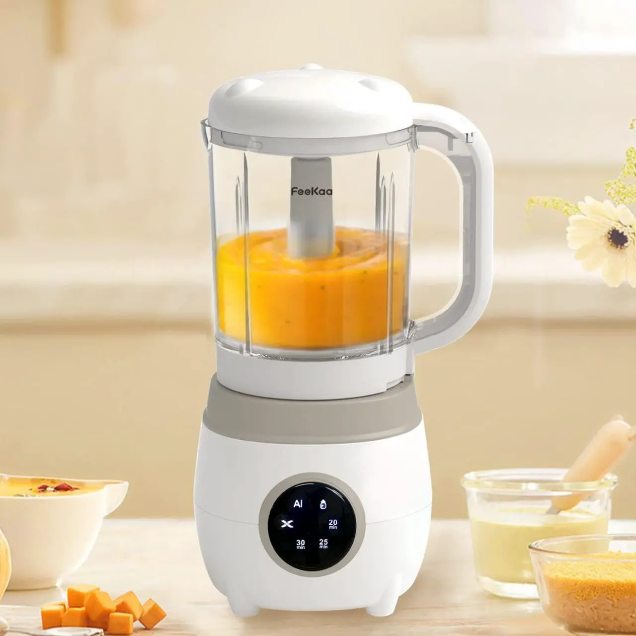 Main image of Feekaa Baby Food Blender, Baby Food Maker Steamer and Blender, 6 in 1 Puree Maker 20OZ Warmer Mills Machine, Self Cleans, Auto Cooking, Gift for Baby Shower, Mom, Kids