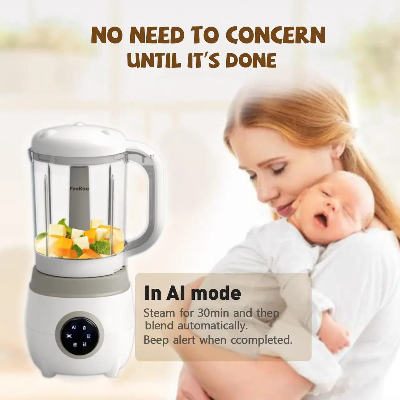 Alt view image 5 of 6 - Feekaa Baby Food Blender, Baby Food Maker Steamer and Blender, 6 in 1 Puree Maker 20OZ Warmer Mills Machine, Self Cleans, Auto Cooking, Gift for Baby Shower, Mom, Kids