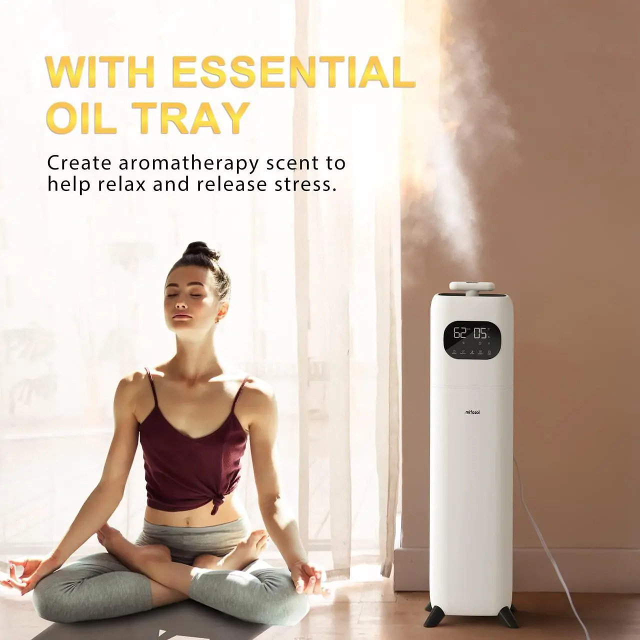 Alt view image 6 of 6 - Humidifiers for Bedroom Large Room, 2.3Gal/9L Quiet Humidifiers for Bedroom with Timer, 360°Nozzle, Aroma Box, 3 Speed Ultrasonic Cool Mist Humidifier with Humidistat for Baby Nursery Yoga Plants