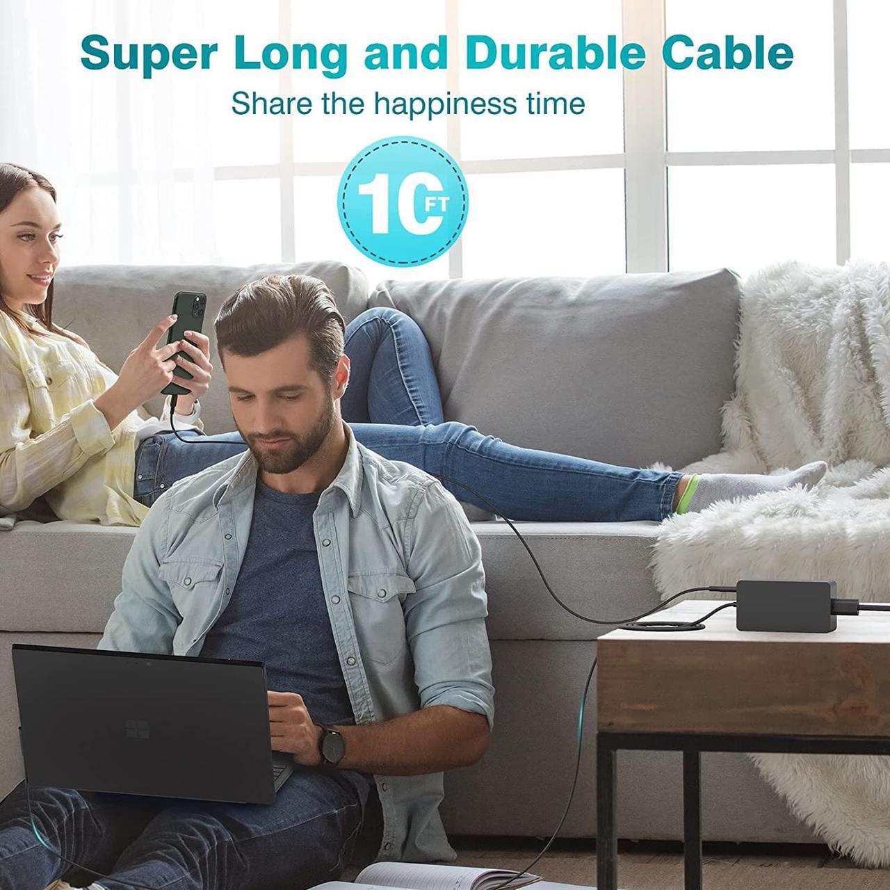 Alt view image 6 of 7 - Surface Pro Charger for Microsoft Surface Pro 10, 9, 8, 7+, 7, 6, 5, 4, X, Windows Surface Laptop 6, 5, 4, 3, Surface Go, Surface Book 3, 2, 1, 65W Surface Laptop Charger + 20W USB C, LED, 10FT