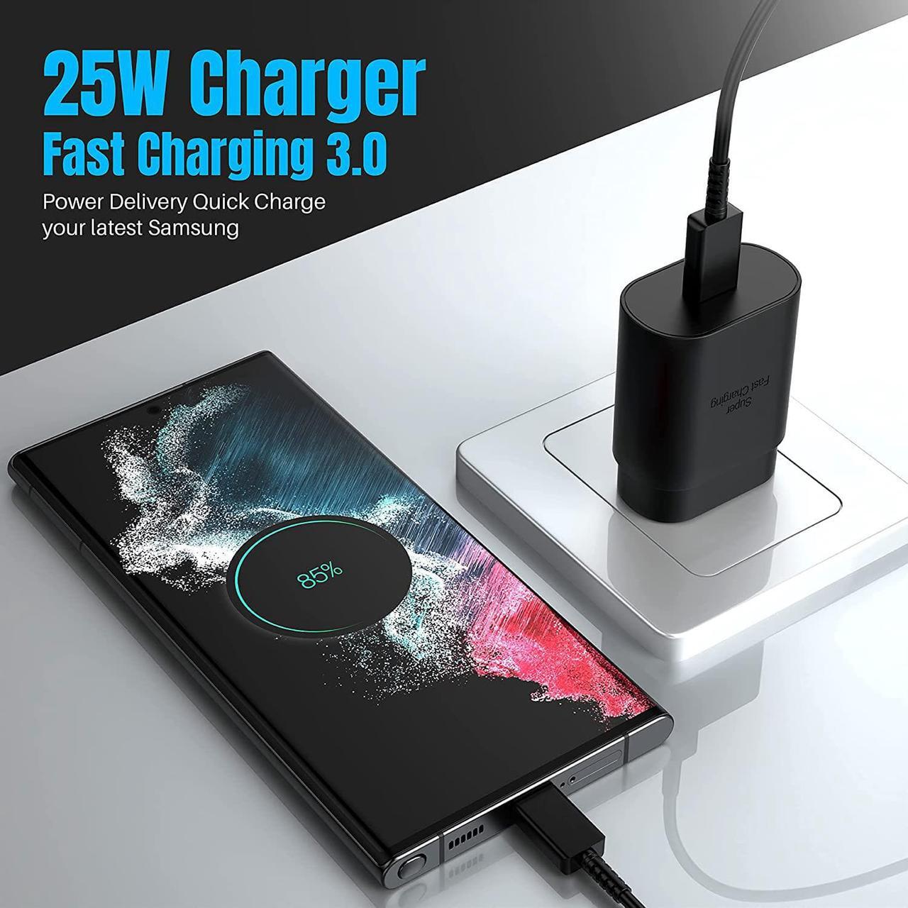 Alt view image 3 of 7 - Galaxy S25 S24 USB C Charging Block 25W PD Super Fast Charger Type C Wall Plug Adapter Quick Charge for  Galaxy S25/S24/S23/S22/S21/S20/Z Fold 3/4/5/Note20/iPhone 16/15 (Black 1Pack)