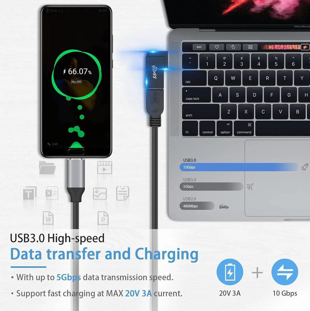 Alt view image 2 of 7 - USB 3.0 Adapter 90 Degree USB 3.0 Extension Adapter 5Gbps 3Pack Right Angle USB Extender Type A Male to Female Extension Adapter for Hard Drive Laptop