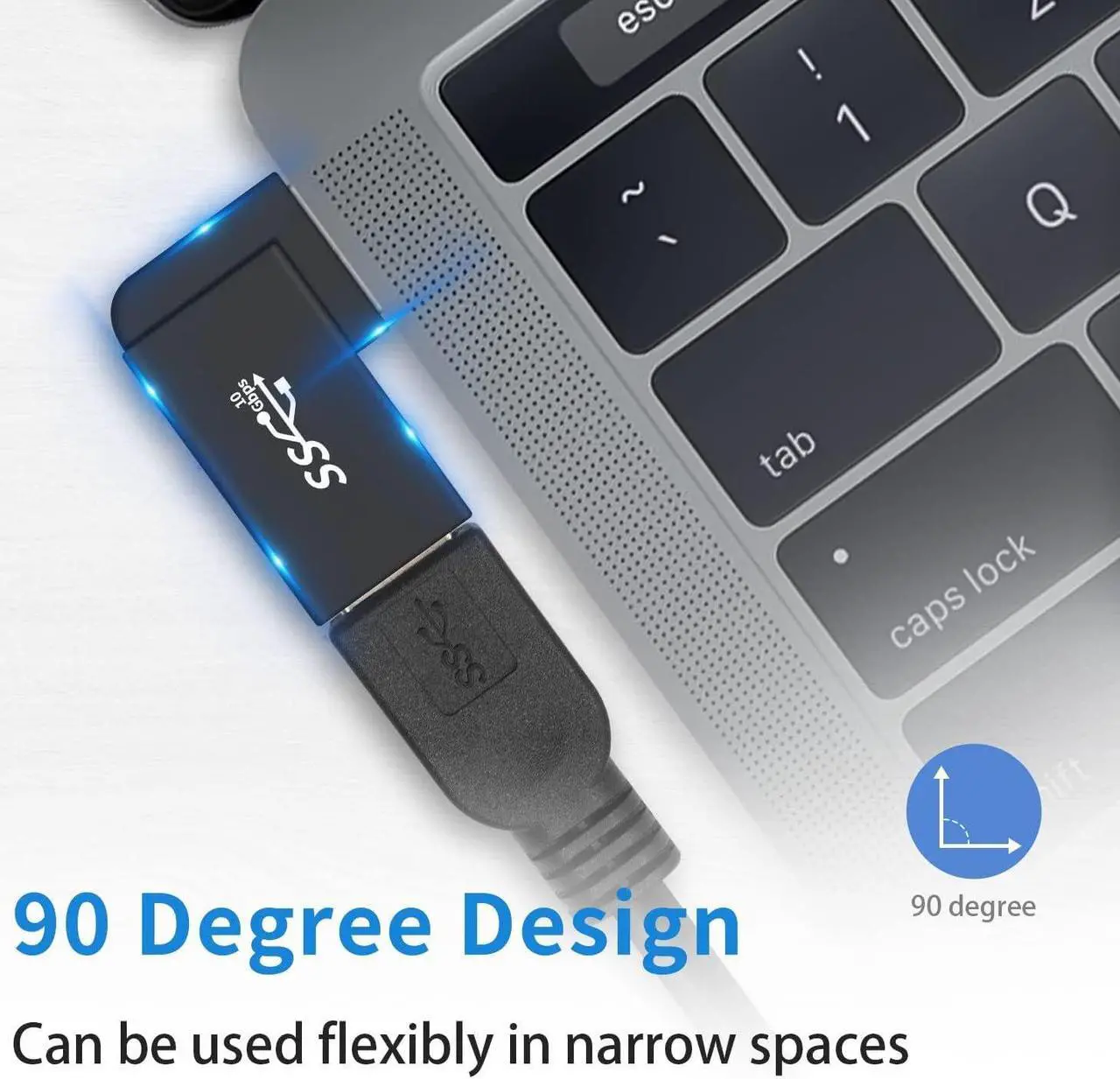 Alt view image 4 of 7 - USB 3.0 Adapter 90 Degree USB 3.0 Extension Adapter 5Gbps 3Pack Right Angle USB Extender Type A Male to Female Extension Adapter for Hard Drive Laptop