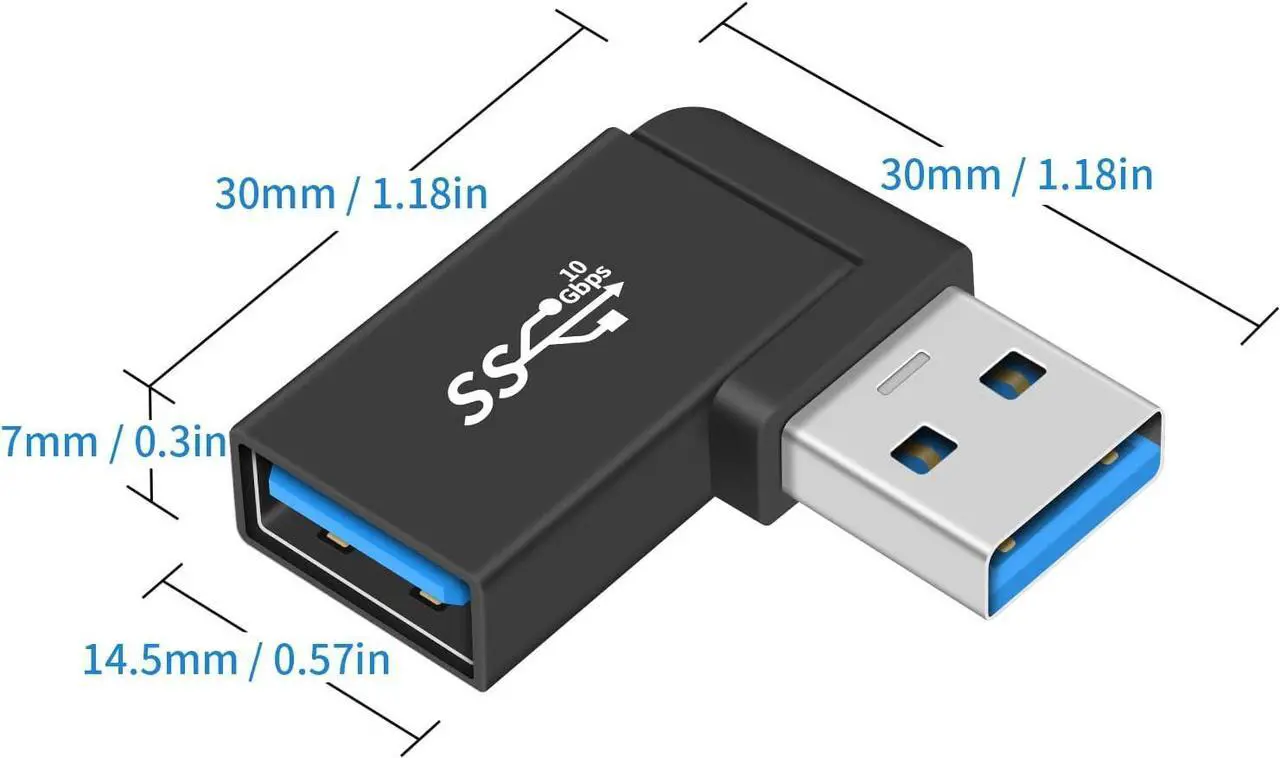 Alt view image 6 of 7 - USB 3.0 Adapter 90 Degree USB 3.0 Extension Adapter 5Gbps 3Pack Right Angle USB Extender Type A Male to Female Extension Adapter for Hard Drive Laptop