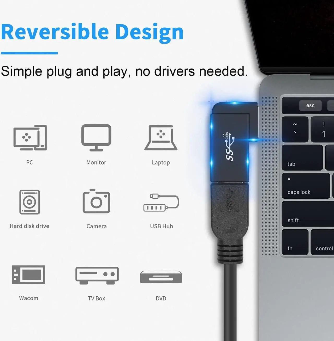 Alt view image 3 of 7 - USB 3.0 Adapter 90 Degree USB 3.0 Extension Adapter 5Gbps 3Pack Right Angle USB Extender Type A Male to Female Extension Adapter for Hard Drive Laptop