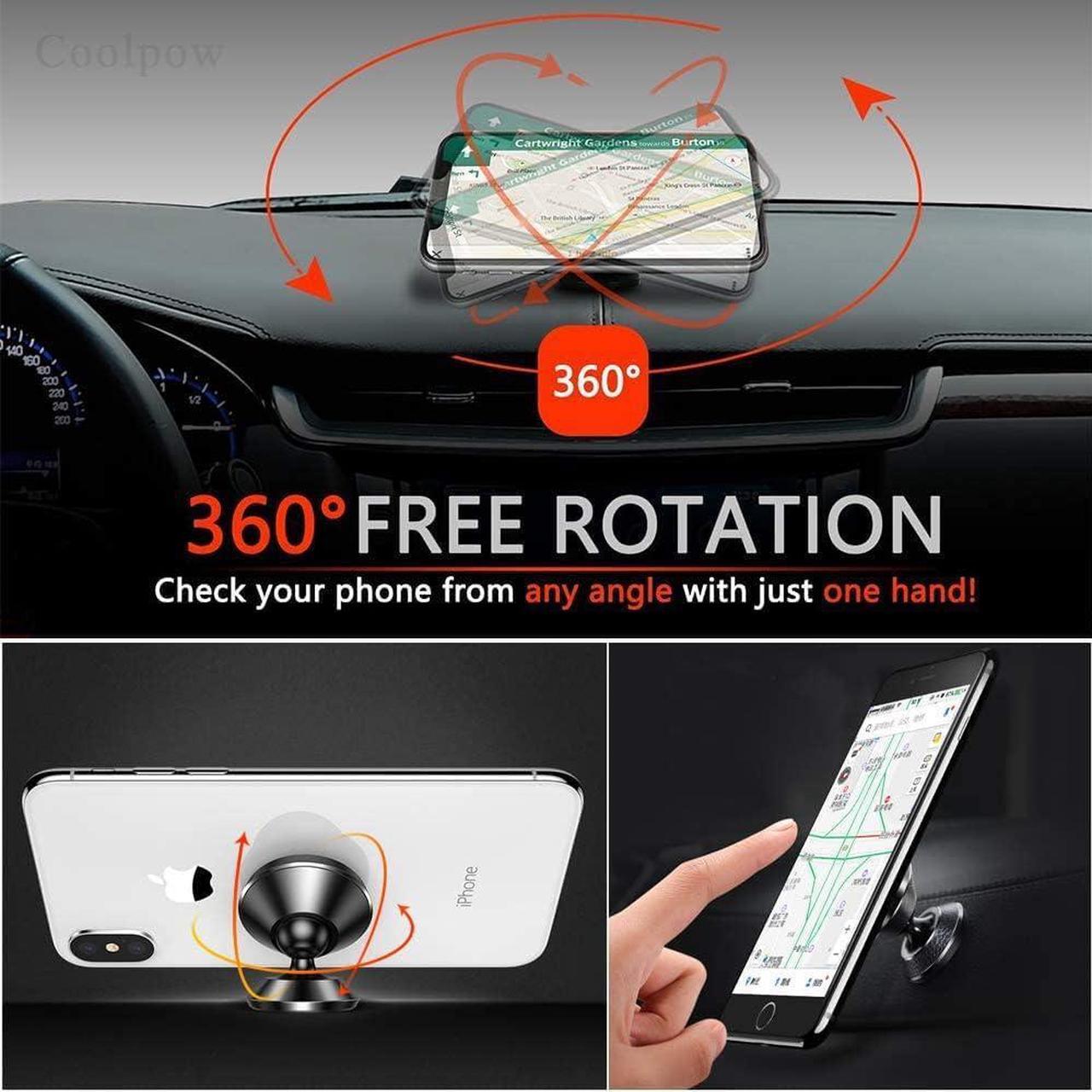 Alt view image 4 of 6 - Coolpow 2-Pack Magnetic Phone Holder for Car Phone Holder MountStrong Magnet Phone Mount for Car Mount for iPhone Magnetic Car Phone Holder4 Plate Cell Phone Holders for Your Car Accessories