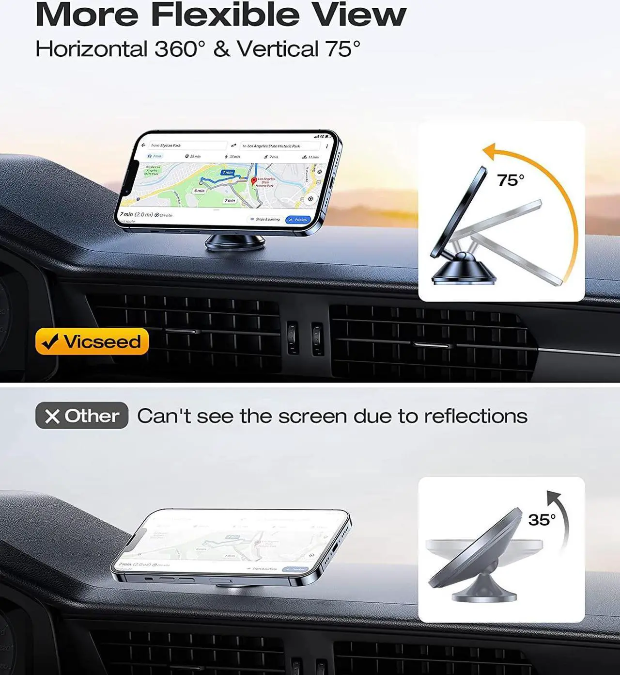 Alt view image 7 of 7 - for MagSafe Car Mount Dashboard [High & Low Temp Resistance] [Never Drop] Magnetic Phone Holder for Car 360 Rotatable Car Phone Holder Mount for iPhone 16 Pro Max 15 14 13 12 Plus Mini
