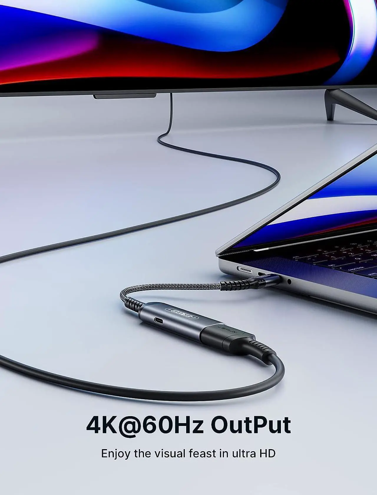 Alt view image 2 of 7 - USB C to HDMI and Charger Adapter | 4K@60Hz 2-in-1 Type-C to HDMI Adapter with PD Fast 100W Thunderbolt 3/4 Compatible with iPhone 16 Pro Max MacBook Pro/Air iPad Galaxy S24 Steam Deck ROG Ally