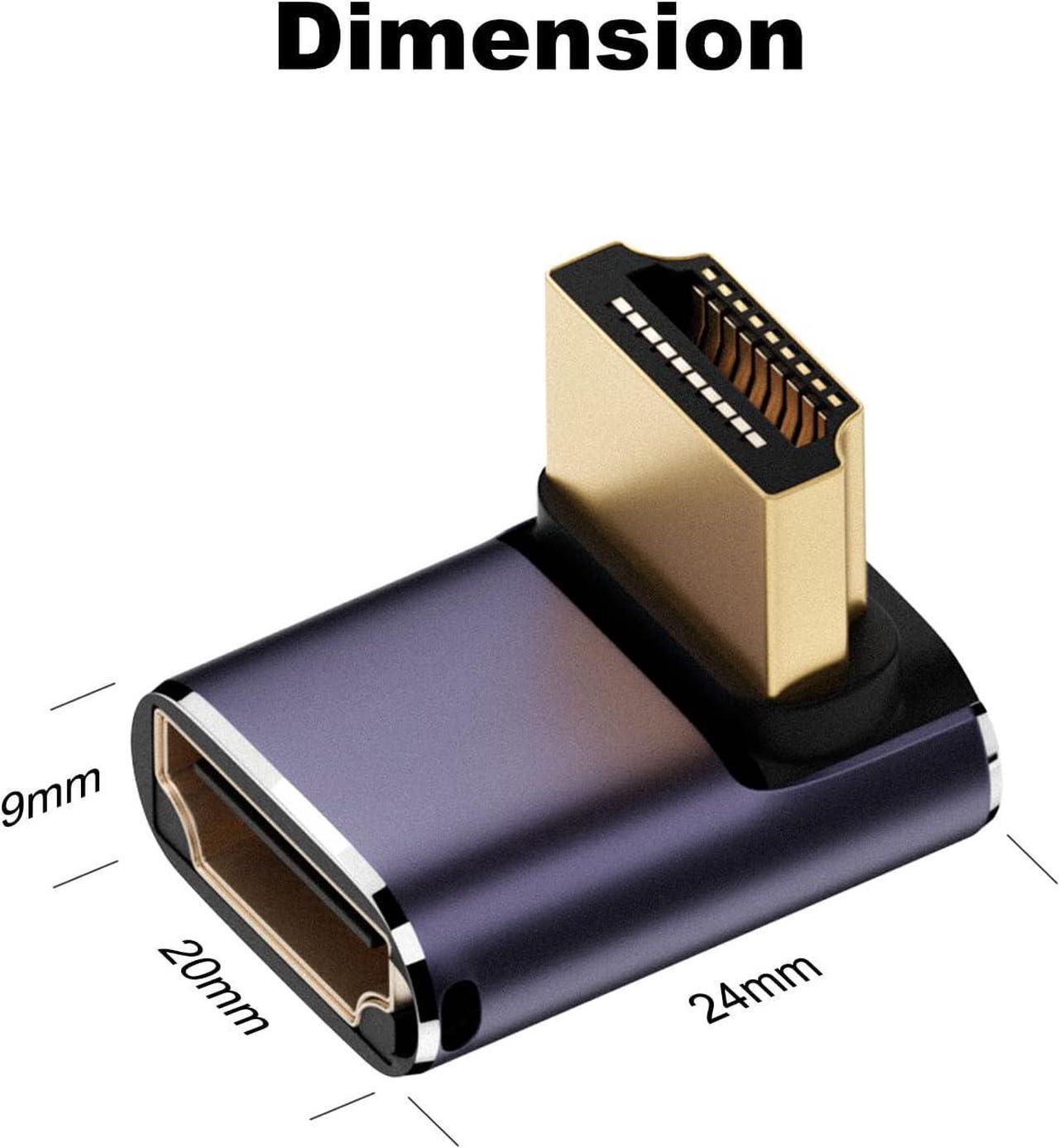 Alt view image 6 of 6 - 8K HDMI 2.1 Right Angle Adapter (2 Pack) Up&Down 90 Degree and 270 Degree HDMI Male to HDMI Female Extender Connector Aluminum Alloy