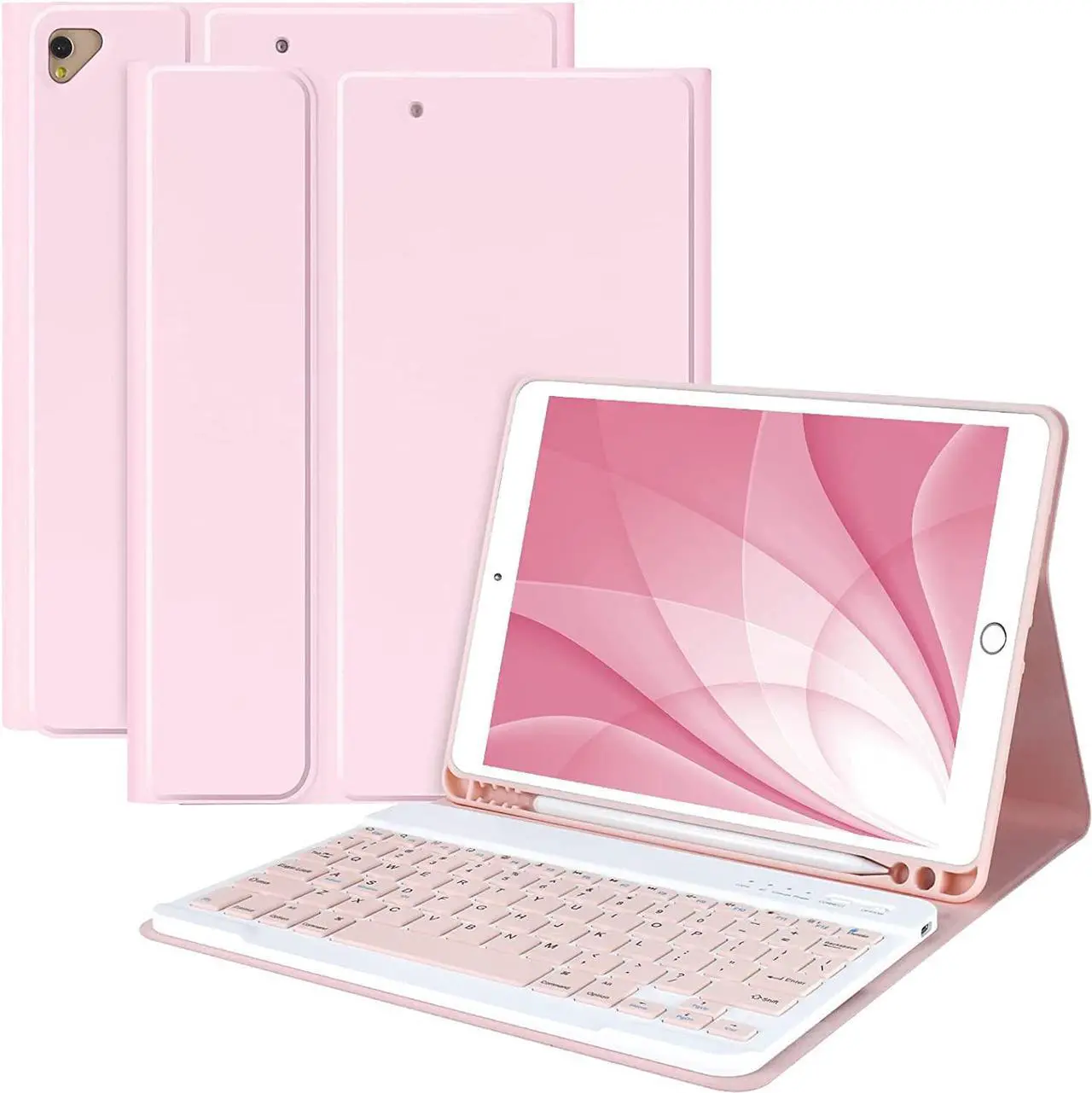 Main image of Keyboard Case for iPad 10.2" 9th 8th 7th Generation, with Detachable Bluetooth and Pencil Holder, 10.2 Inch/iPad Air 10.5"(3rd Gen)/iPad Pro 10.5 in, Auto Sleep/Wake Function (Pink)